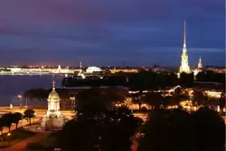 Экскурсии по крышам Санкт-Петербурга, Петропавлоская крепость ночью, вид с крыши