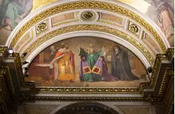 Люнет «Святой митрополит Пётр благословляет князя Иоанна построить в Москве каменную Успенскую церковь»