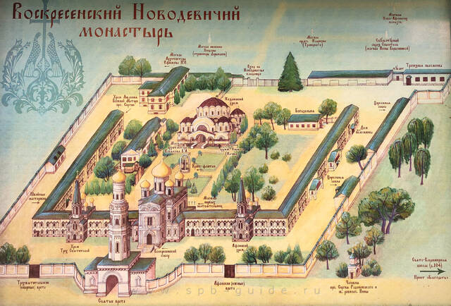 Схема Новодевичьего монастыря в Санкт-Петербурге